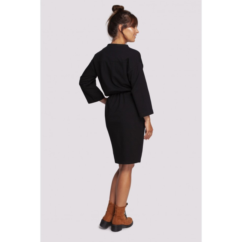 B234 Dress drawn at the waist with ties - black