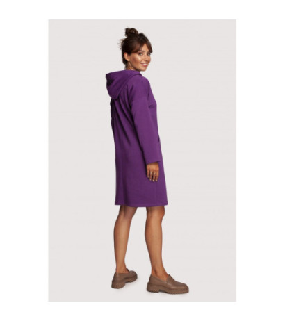 B238 Dress with high collar and pockets - purple