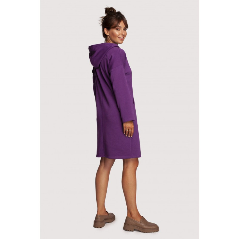 B238 Dress with high collar and pockets - purple