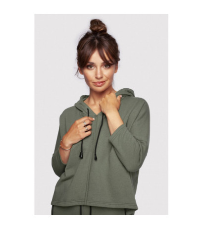 B239 Loose-fitting hooded sweatshirt - khaki