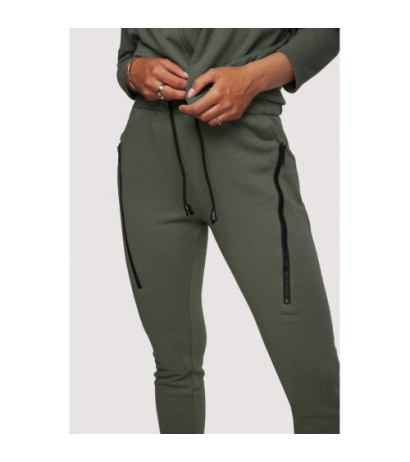 B240 Trousers with decorative zips - khaki