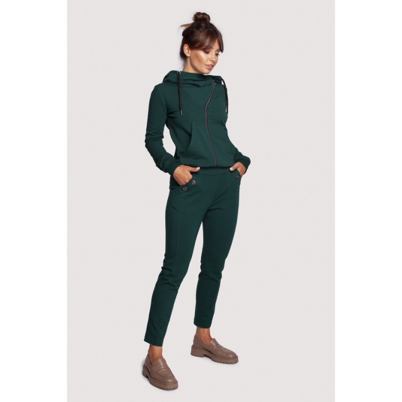 B243 Trousers with stitching on the legs - dark green