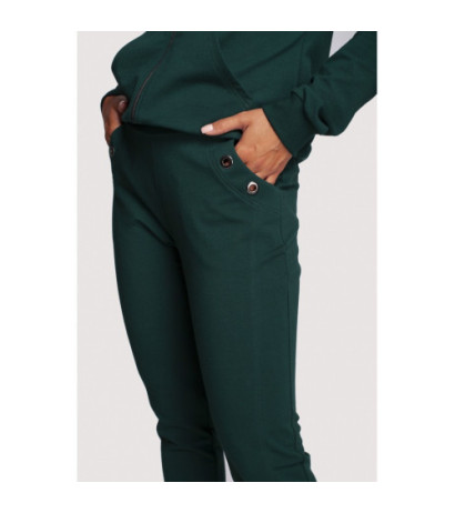 B243 Trousers with stitching on the legs - dark green