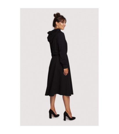 B245 Flared dress with hood - black