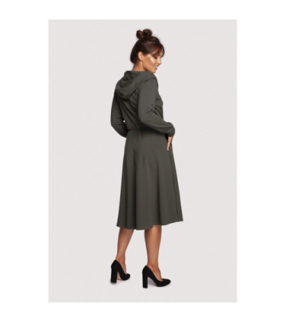 B245 Flared dress with hood - military green