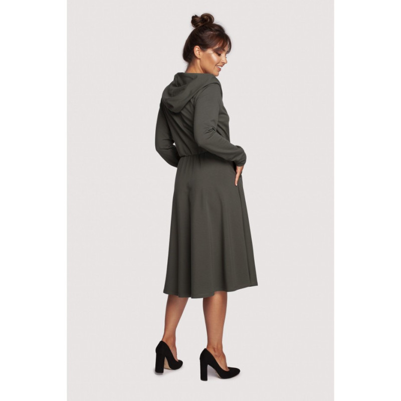 B245 Flared dress with hood - military green