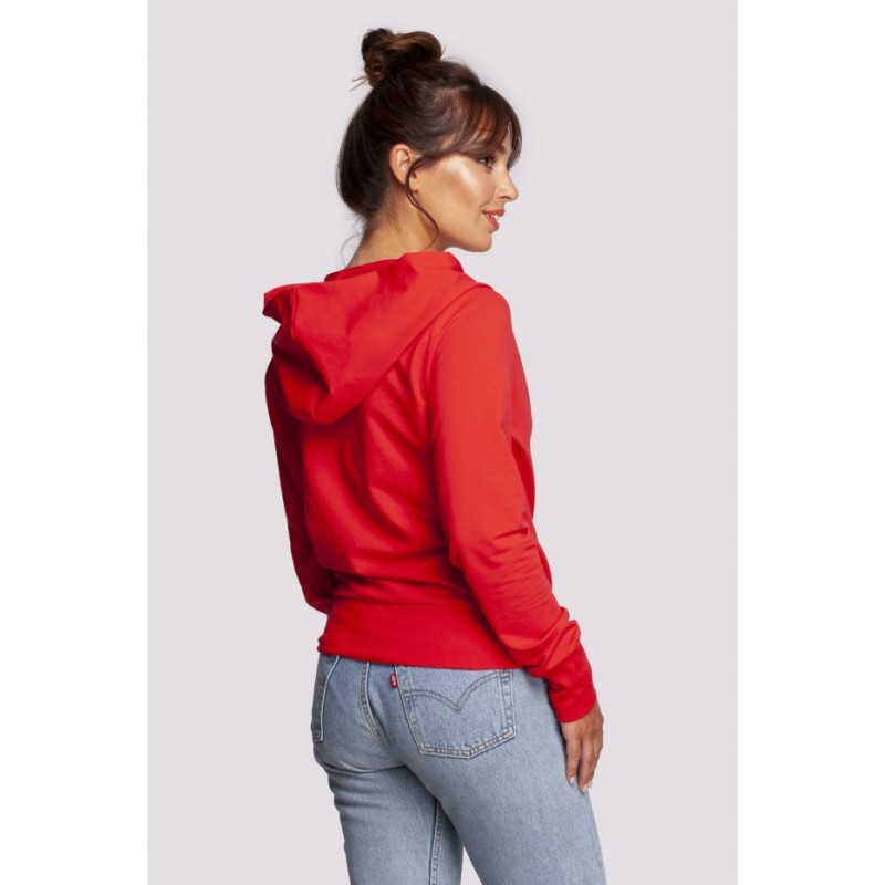 B246 Overlap hooded sweatshirt - red