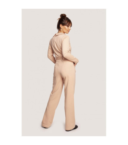 B248 Jumpsuit with collar and belt - beige