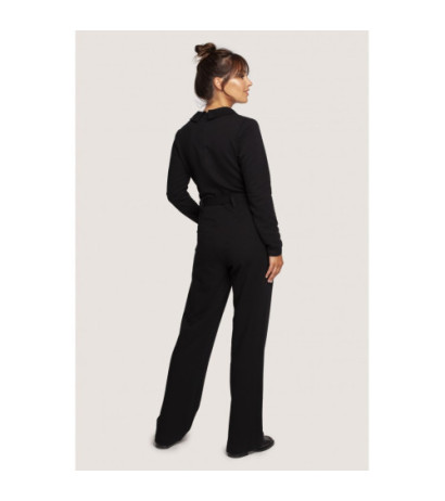 B248 Jumpsuit with collar and belt - black