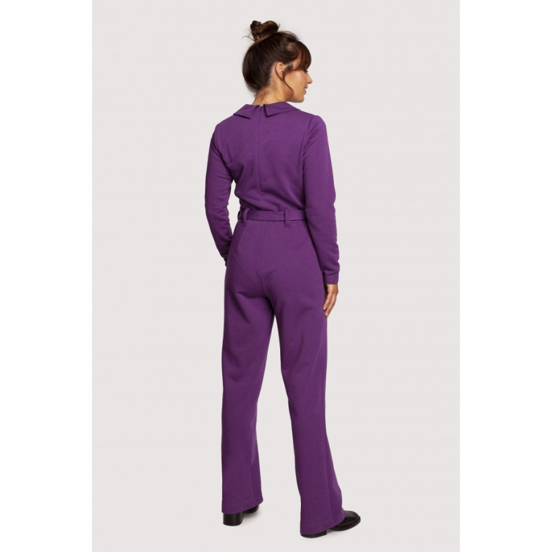 B248 Jumpsuit with collar and belt - purple