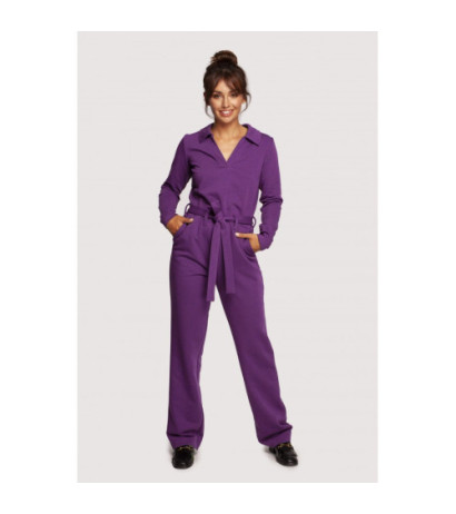 B248 Jumpsuit with collar and belt - purple