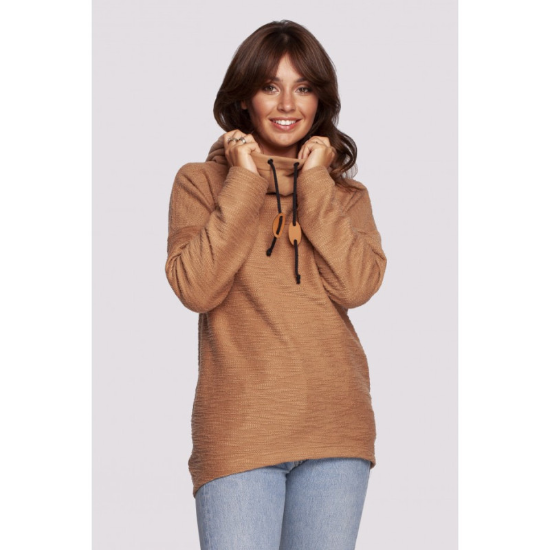 B249 Sweatshirt with chimney and hood - cinnamon