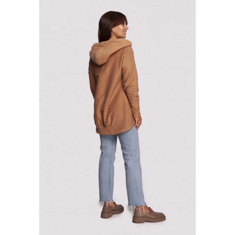 B249 Sweatshirt with chimney and hood - cinnamon