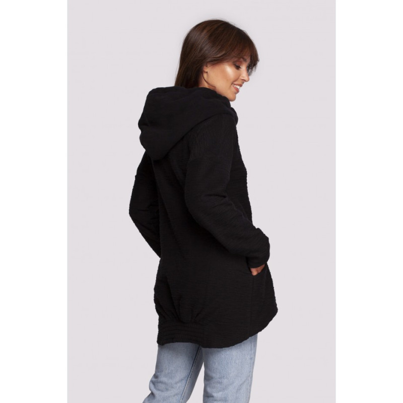 B249 Sweatshirt with chimney and hood - black