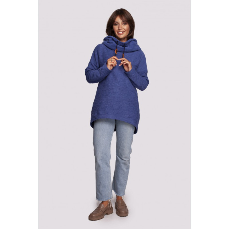 B249 Sweatshirt with chimney and hood - indigo