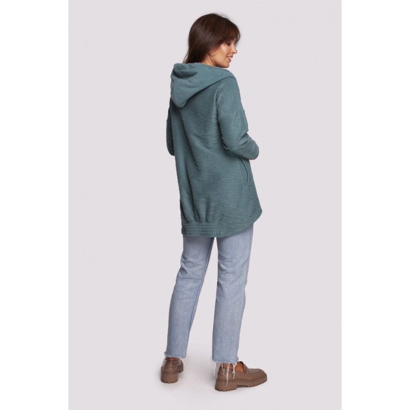 B249 Sweatshirt with chimney and hood - turquoise