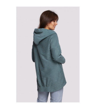 B249 Sweatshirt with chimney and hood - turquoise