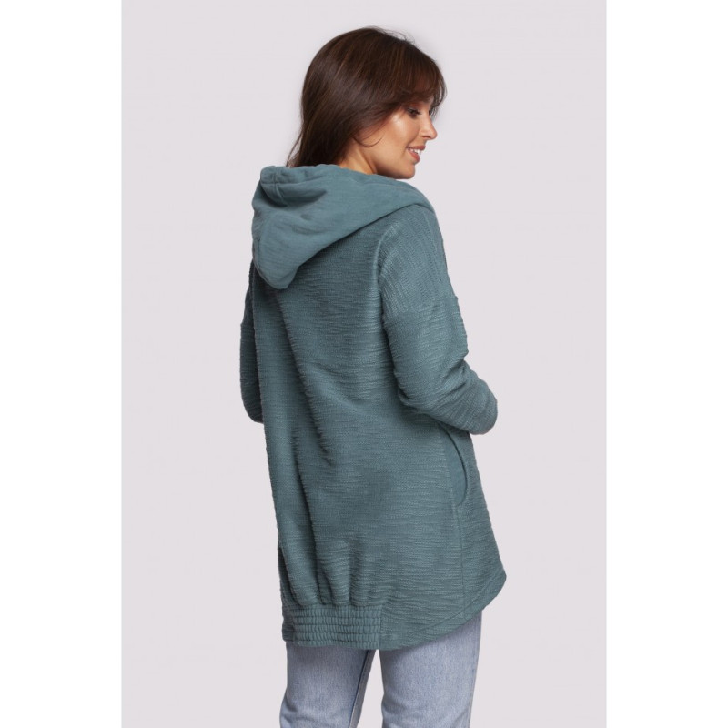 B249 Sweatshirt with chimney and hood - turquoise