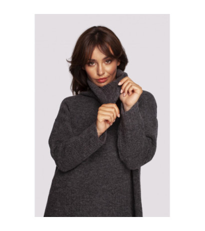 BK086 Sweater with turtleneck and back slit - graphite