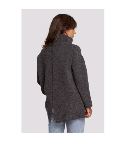 BK086 Sweater with turtleneck and back slit - graphite