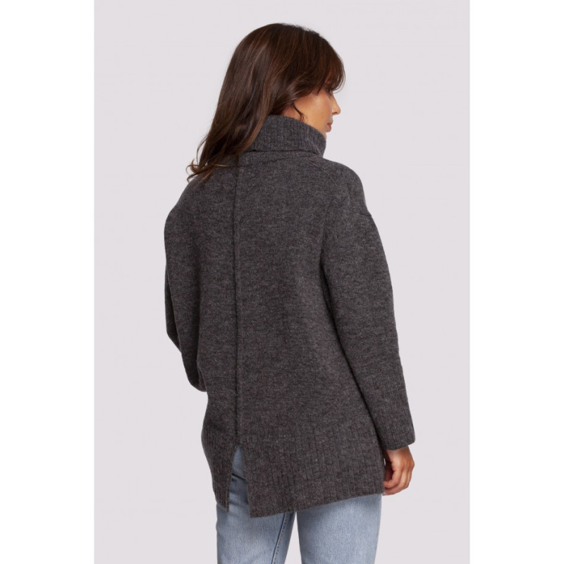 BK086 Sweater with turtleneck and back slit - graphite