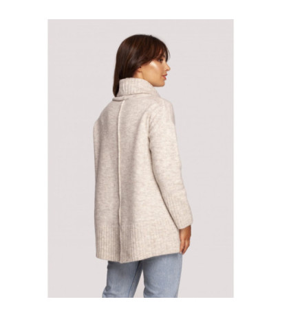 BK086 Sweater with turtleneck and back slit - ivory