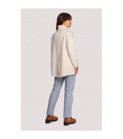 BK086 Sweater with turtleneck and back slit - ivory