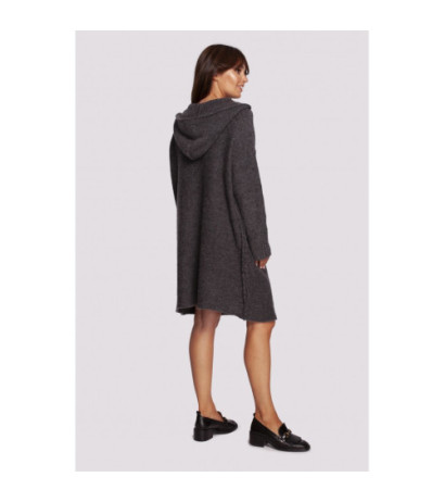 BK089 Sweater dress with hood - graphite