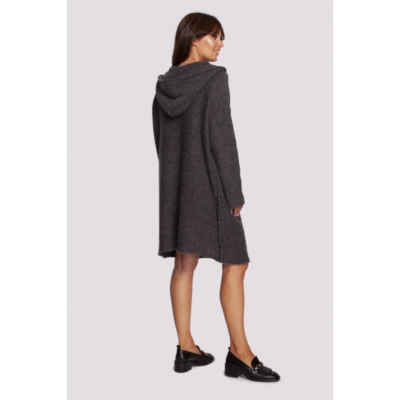 BK089 Sweater dress with hood - graphite