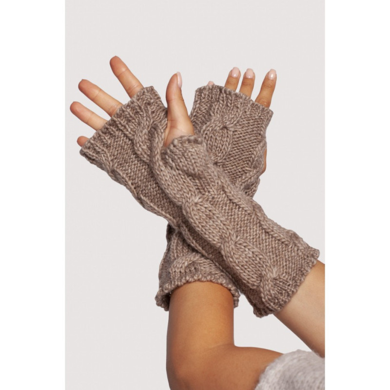 BK098 Long fingerless gloves - beige