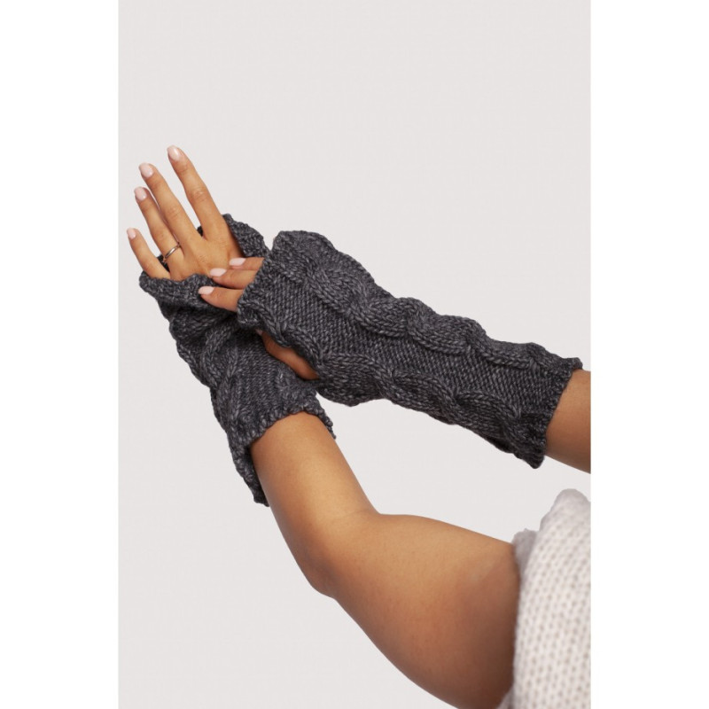 BK098 Long fingerless gloves - graphite