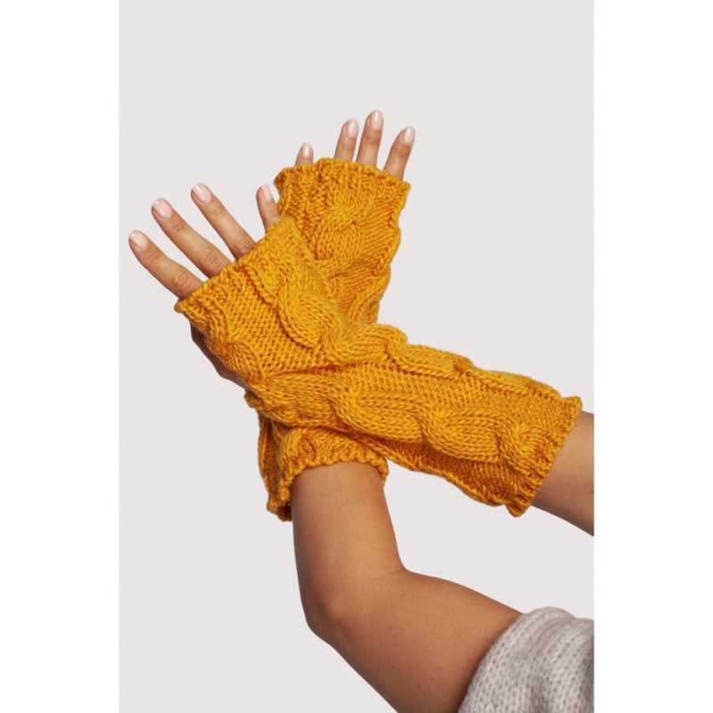 BK098 Long fingerless gloves - honey