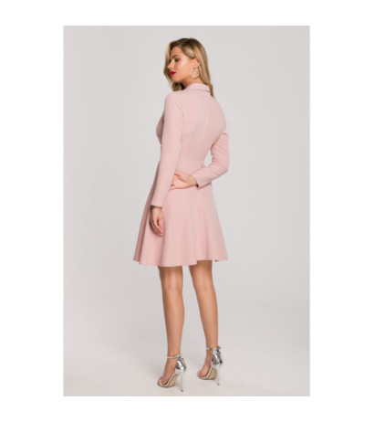 K138 Flared dress with collar - dirty pink