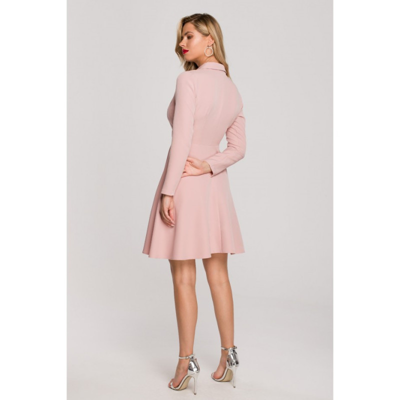 K138 Flared dress with collar - dirty pink