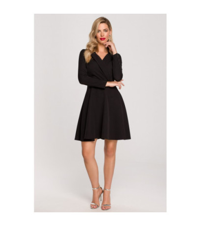 K138 Flared dress with collar - black