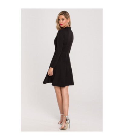 K138 Flared dress with collar - black