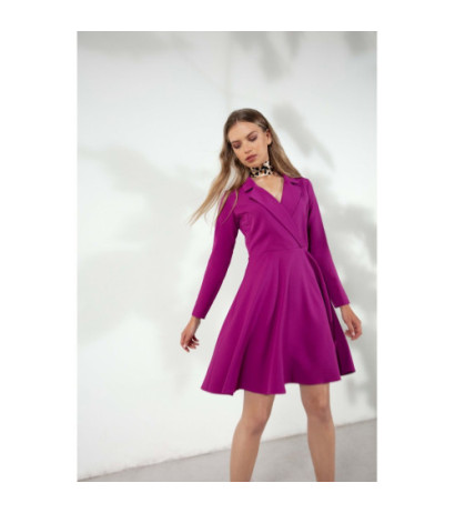 K138 Flared dress with collar - ruby