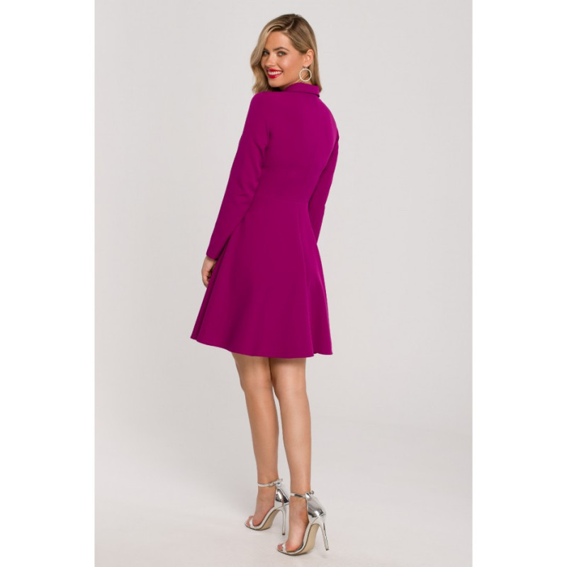 K138 Flared dress with collar - ruby