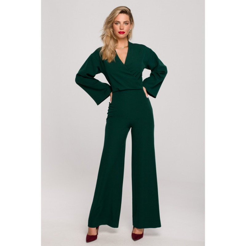 K147 Wide-legged jumpsuit - bottle green