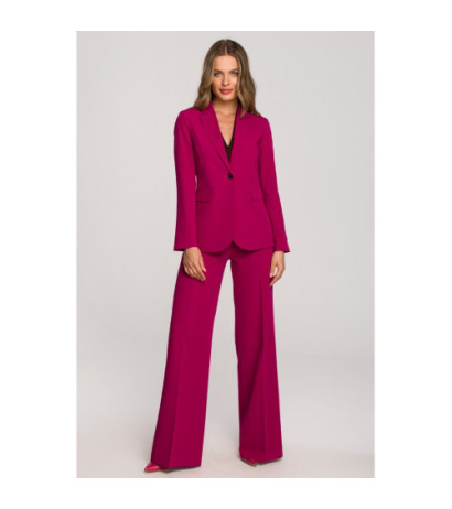 S310 Plain one-button jacket - plum