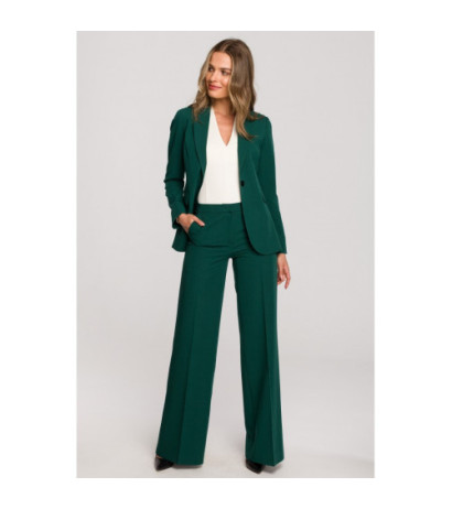 S310 Plain one-button jacket - green