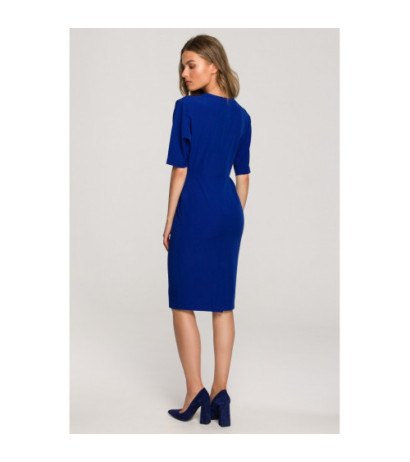 S313 Dress with envelope neckline - cornflower blue