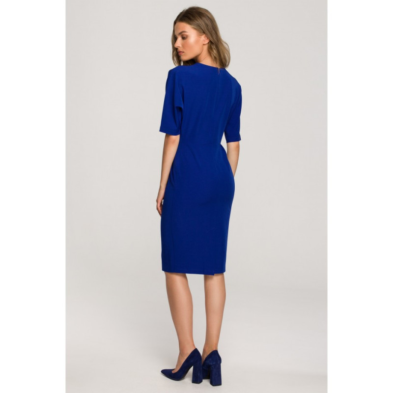 S313 Dress with envelope neckline - cornflower blue