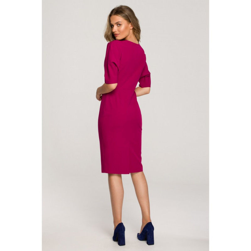 S313 Dress with envelope neckline - plum