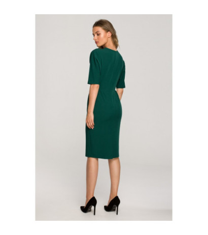 S313 Dress with envelope neckline - green