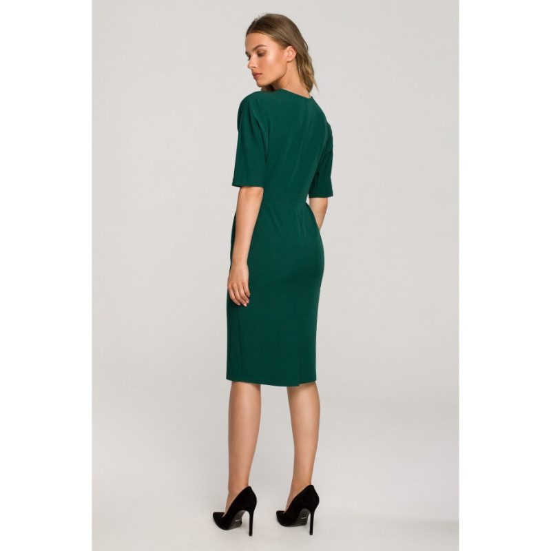 S313 Dress with envelope neckline - green