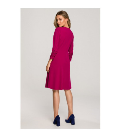 S325 Dress with binding at neckline - plum