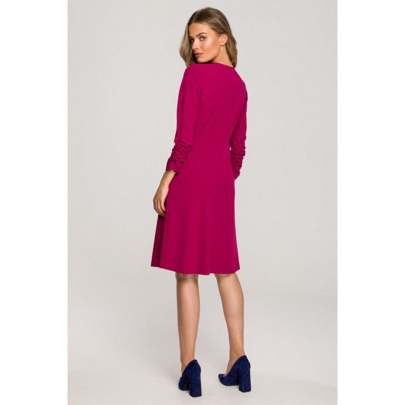 S325 Dress with binding at neckline - plum