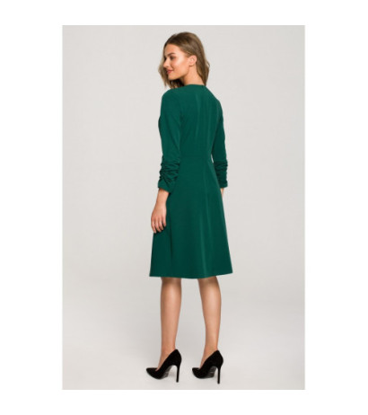 S325 Dress with binding at neckline - green