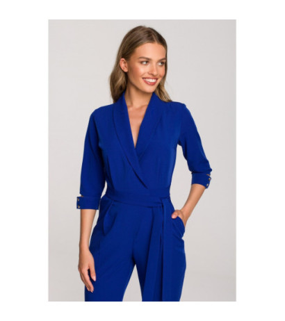 S316 Shawl collar jumpsuit - cornflower